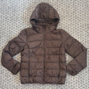 Women's TNA Little Puff Goose Down Jacket in Taupe, Size S